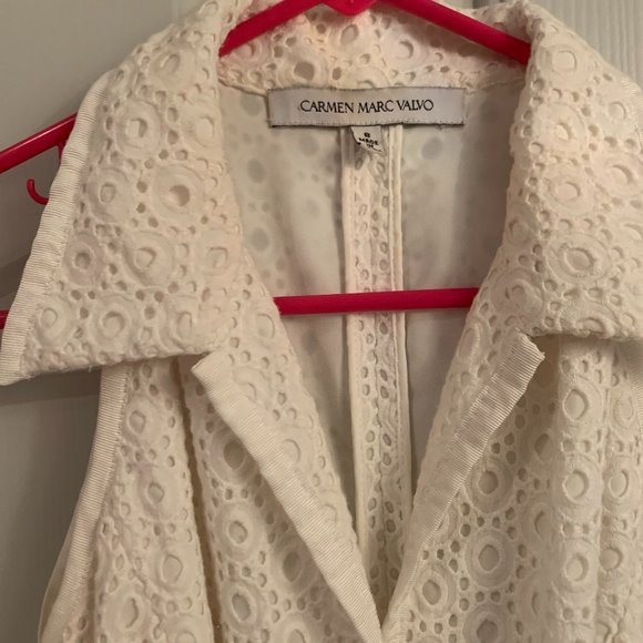 Carmen Marc Valvo White Eyelet Shirtdress - Picture 4 of 5